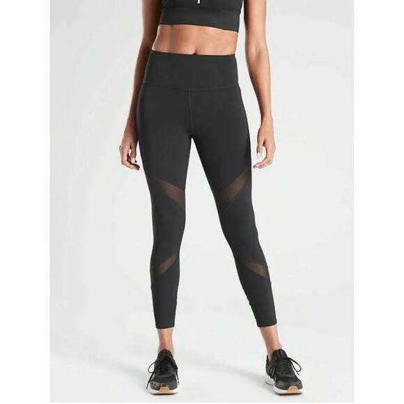 Athleta Powerlift Black Mesh Tenacity 7/8 Tights Athletic Workout Leggings S - Picture 2 of 9